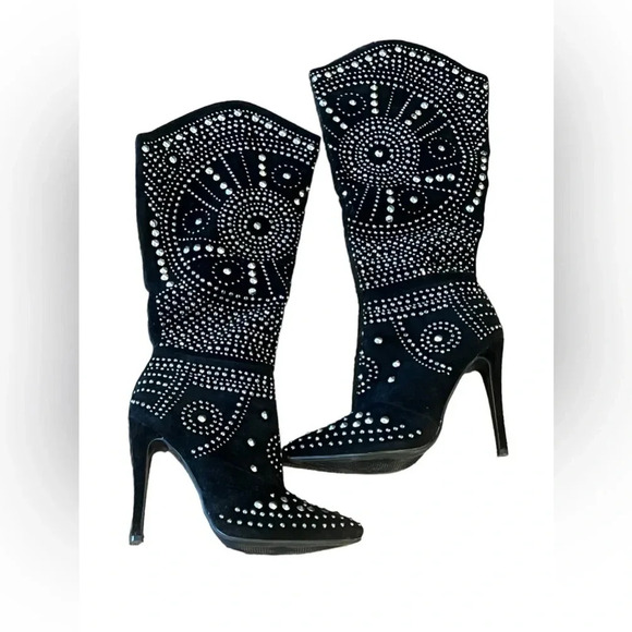 Lauren Lorraine Shoes - Lauren Lorraine Black W/ Silver‎ Stud Boots Women’s 7.5